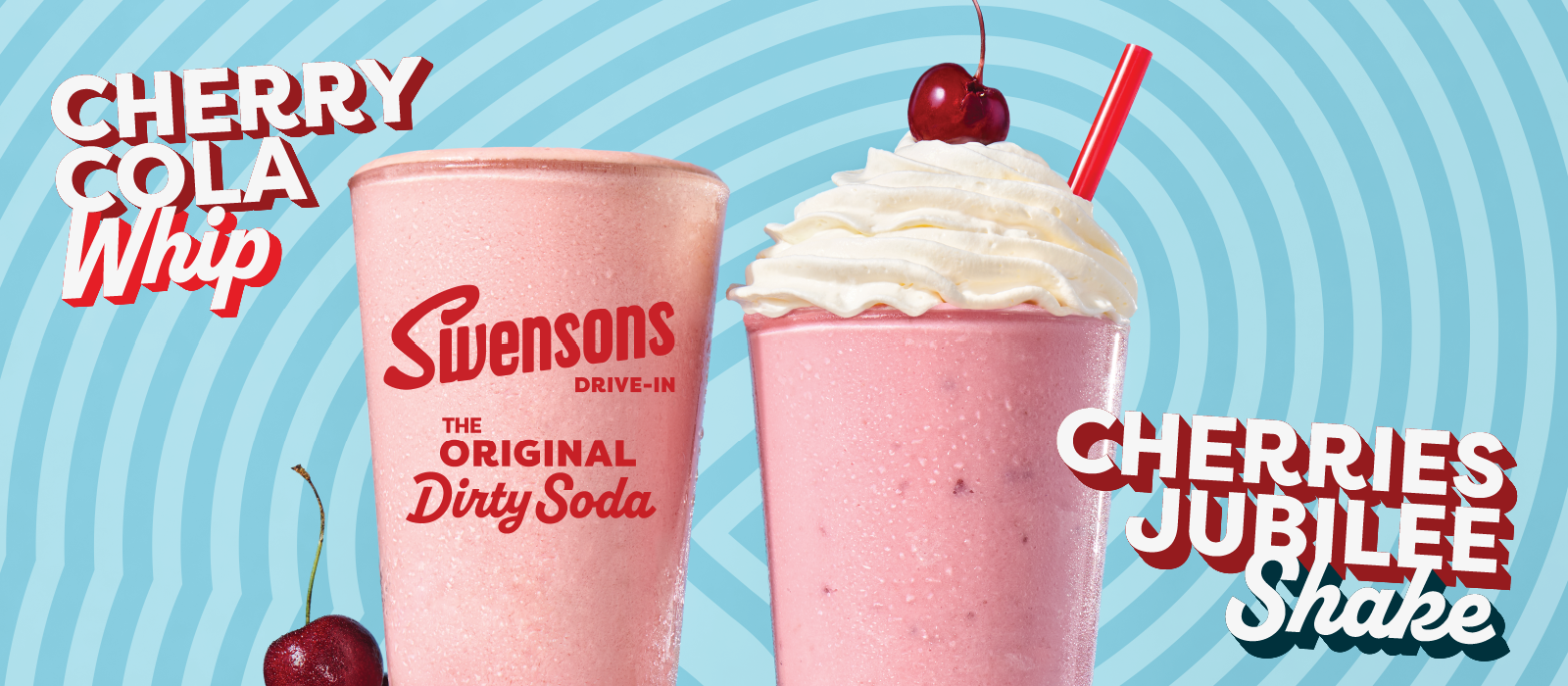 Cherry Cola Whip, The Original Dirty Soda and Cherries Jubilee Shake