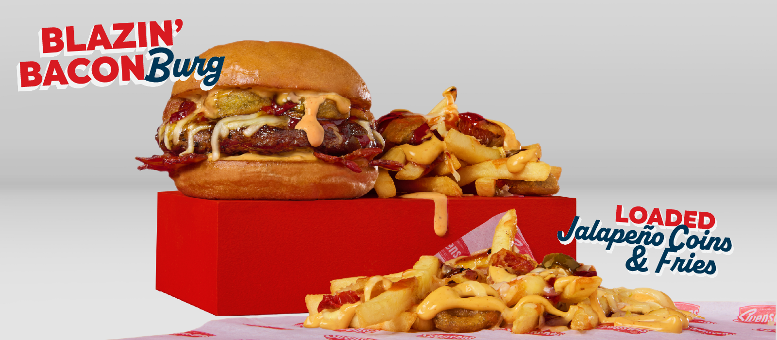 Blazin' Bacon Burg and Loaded Jalapeño Coins & Fries